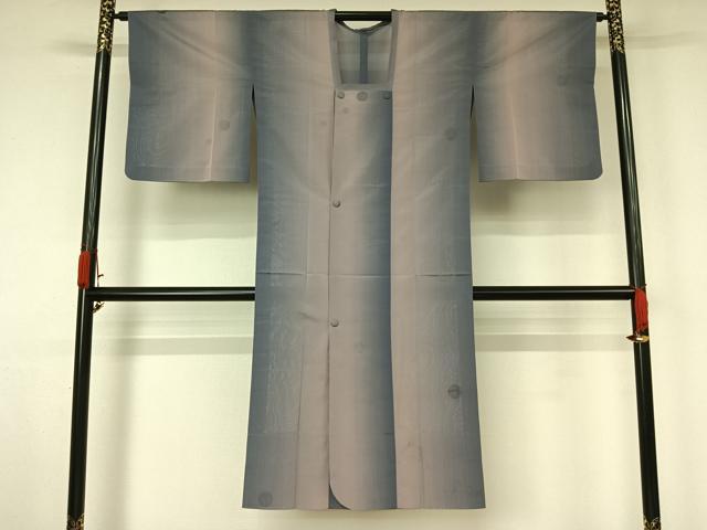 平和屋着物▽道行コート　スリーシーズン　春夏秋　塵除け　丸文　暈し染め　ロング丈　正絹　逸品　AABK7215jh