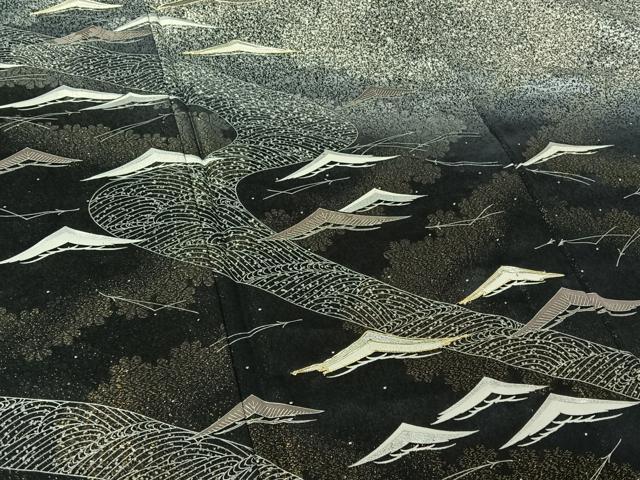 平和屋着物▽訪問着　単衣　駒刺繍　松文　暈し染め　金通し地　正絹　逸品　AABK7219jh