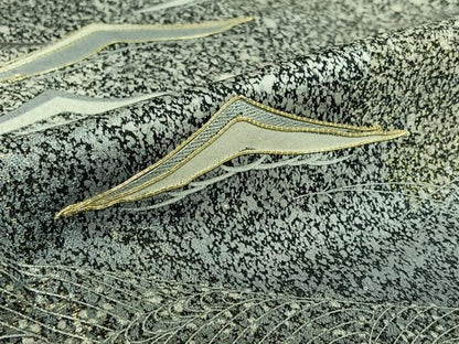 平和屋着物▽訪問着　単衣　駒刺繍　松文　暈し染め　金通し地　正絹　逸品　AABK7219jh