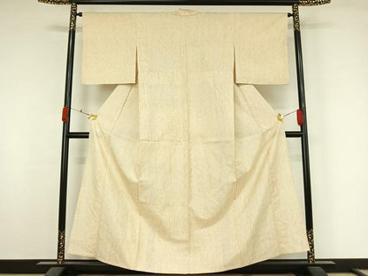 平和屋着物▽上質な小紋　単衣　紬地　杢目文　正絹　逸品　AABK7222jh