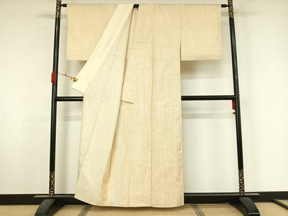 平和屋着物▽上質な小紋　単衣　紬地　杢目文　正絹　逸品　AABK7222jh