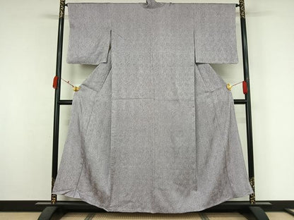 平和屋着物▽名門　藤娘きぬたや・総絞り(杢目絞り)　小紋　単衣　霞文　正絹　逸品　AABK7223jh