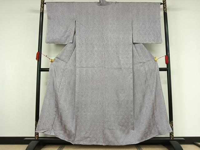 平和屋着物▽名門　藤娘きぬたや・総絞り(杢目絞り)　小紋　単衣　霞文　正絹　逸品　AABK7223jh