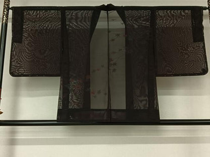 平和屋着物▽羽織　スリーシーズン　春夏秋　塵除け　楓文　黒地　正絹　逸品　AABK7226jh