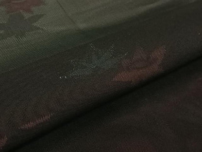平和屋着物▽羽織　スリーシーズン　春夏秋　塵除け　楓文　黒地　正絹　逸品　AABK7226jh