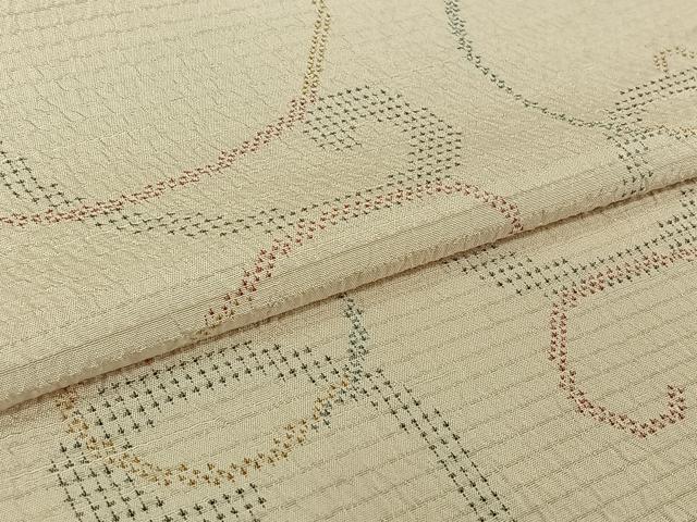 平和屋着物▽上質な紬　単衣　唐草文　正絹　逸品　AABK7227jh
