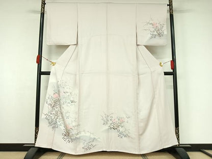平和屋着物▽訪問着　単衣　草花文　暈し染め　正絹　逸品　AABK7230jh
