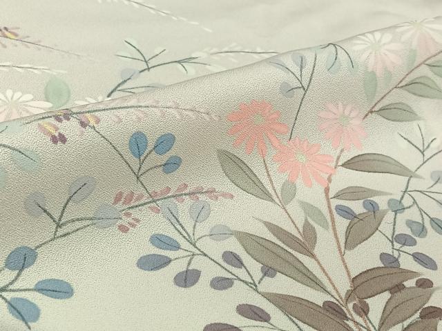 平和屋着物▽訪問着　単衣　草花文　暈し染め　正絹　逸品　AABK7230jh