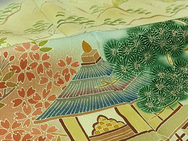 平和屋着物▽人間国宝・羽田登喜男　色留袖　単衣　風景花文　暈し染め　正絹　逸品　AABK7231jh