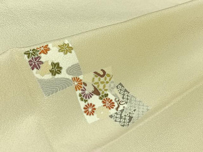 平和屋着物▽男性　訪問着　単衣　色紙花文　キングサイズ　正絹　逸品　AABK7233jh
