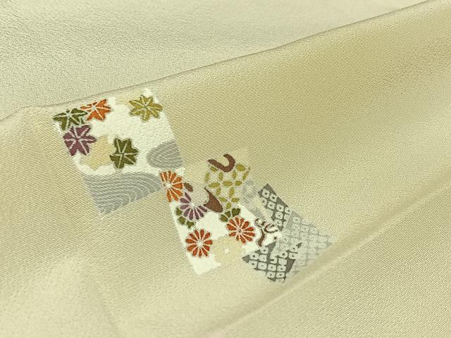 平和屋着物▽男性　訪問着　単衣　色紙花文　キングサイズ　正絹　逸品　AABK7233jh