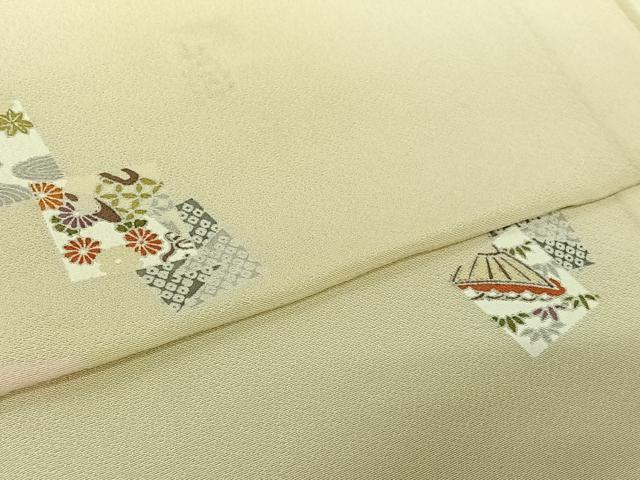平和屋着物▽男性　訪問着　単衣　色紙花文　キングサイズ　正絹　逸品　AABK7233jh
