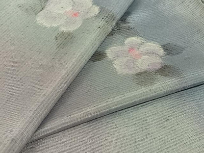 平和屋着物▽上質な紬　単衣　舞花文　正絹　逸品　AABK7234jh