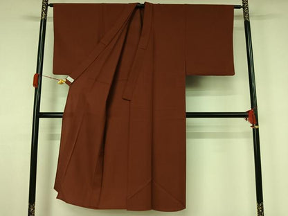 平和屋着物▽男性　洗える最高級着物　＜英＞はなぶさ謹製　色無地　単衣　茶色　洗える着物　AABK7237jh