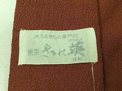 平和屋着物▽男性　洗える最高級着物　＜英＞はなぶさ謹製　色無地　単衣　茶色　洗える着物　AABK7237jh