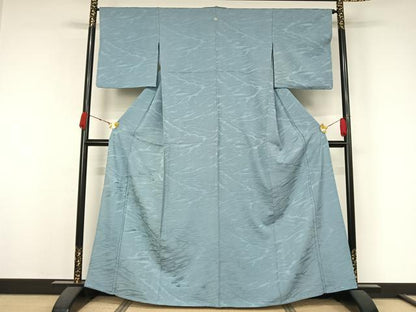 平和屋着物▽上質な色無地　単衣　流水地紋　空色　正絹　逸品　AABK7238jh