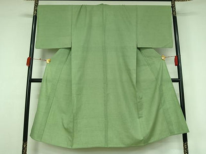 平和屋着物▽男性　結城紬　単衣　色無地　夏虫色　正絹　逸品　AABK7240jh