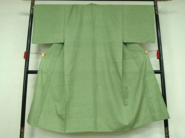 平和屋着物▽男性　結城紬　単衣　色無地　夏虫色　正絹　逸品　AABK7240jh