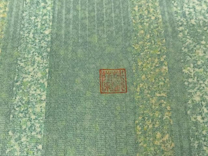 平和屋着物▽上質な小紋　単衣　作家物　縞　正絹　逸品　AABK7243jh