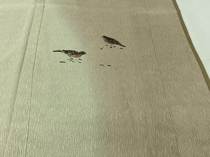 平和屋着物▽男性　訪問着　無双　紗袷　紗×紗　手描き　笹竹文　雀　正絹　逸品　未使用　AABK7244jh