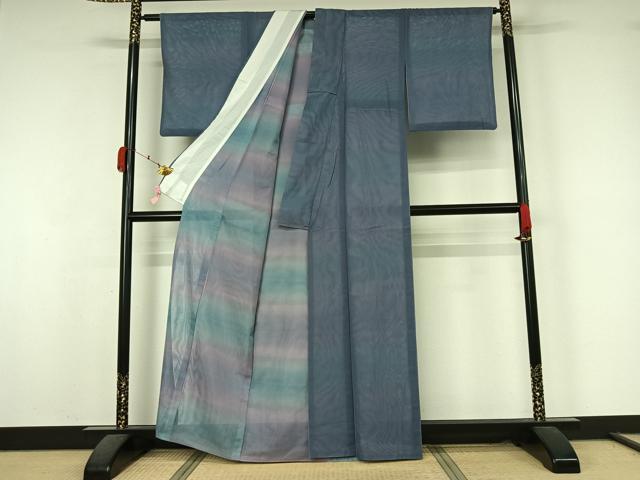 平和屋着物▽上質な小紋　無双　紗袷　紗×紗　霞文　暈し染め　正絹　逸品　AABK7246jh