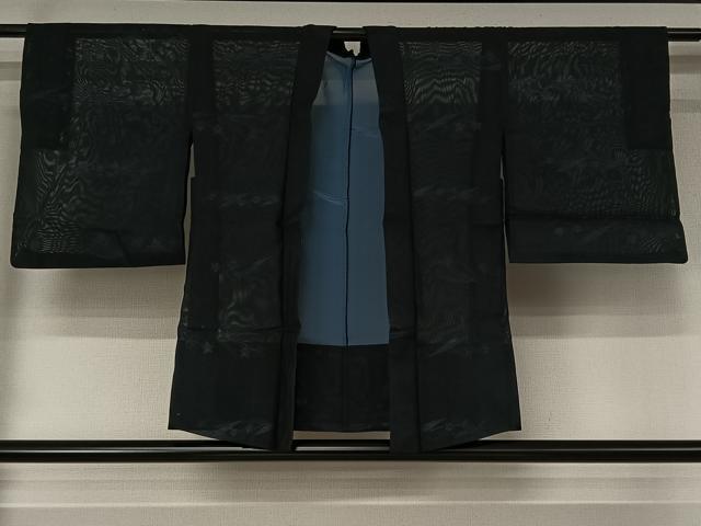 平和屋着物▽羽織　スリーシーズン　春夏秋　塵除け　草花文　黒地　AABK7247jh