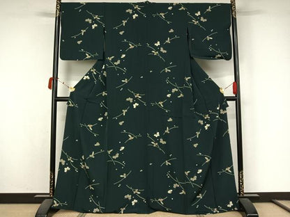 平和屋着物▽上質な小紋　単衣　花蝶文　金彩　正絹　逸品　AABK7248jh