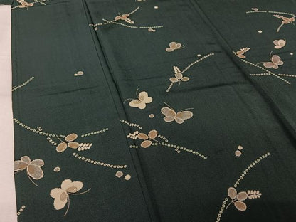 平和屋着物▽上質な小紋　単衣　花蝶文　金彩　正絹　逸品　AABK7248jh