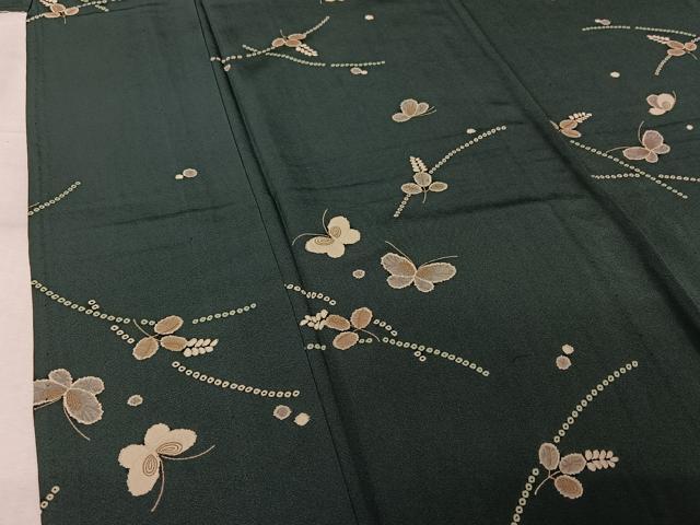 平和屋着物▽上質な小紋　単衣　花蝶文　金彩　正絹　逸品　AABK7248jh