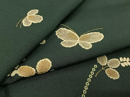 平和屋着物▽上質な小紋　単衣　花蝶文　金彩　正絹　逸品　AABK7248jh