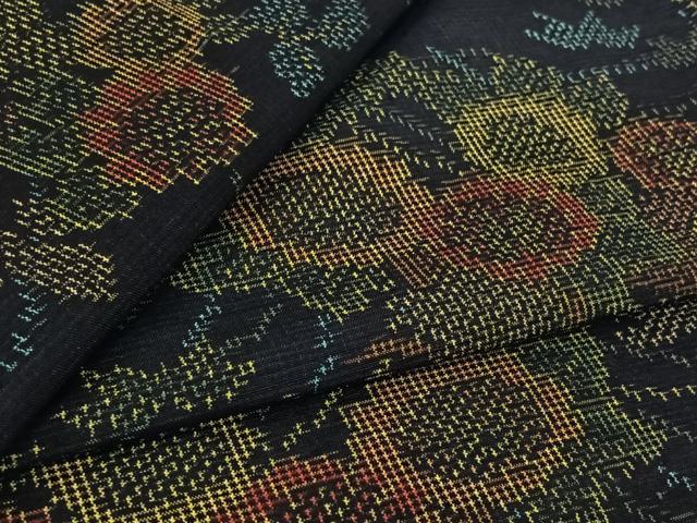 平和屋着物▽上質な紬　単衣　流水花文　正絹　逸品　AABK7253jh