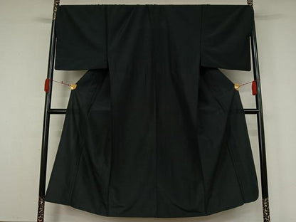 平和屋着物▽男性　色無地　単衣　暗黒色　洗える着物　AABK7254jh