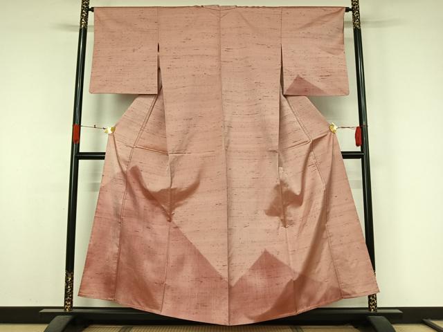 平和屋着物▽訪問着　単衣　紬地　幾何学文様　正絹　逸品　AABK7256jh