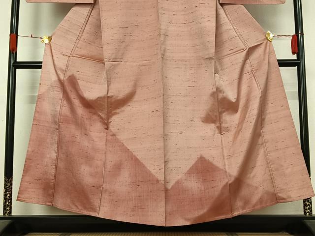 平和屋着物▽訪問着　単衣　紬地　幾何学文様　正絹　逸品　AABK7256jh