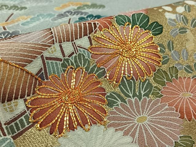 平和屋着物▽豪華色留袖　単衣　友禅　駒刺繍　風景花文　暈し染め　金彩　正絹　逸品　AABK7257jh