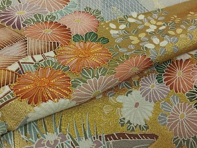 平和屋着物▽豪華色留袖　単衣　友禅　駒刺繍　風景花文　暈し染め　金彩　正絹　逸品　AABK7257jh