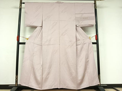 平和屋着物▽上質な色無地　単衣　寿光織　霞地紋　桜色　反端付き　正絹　逸品　AABK7258jh