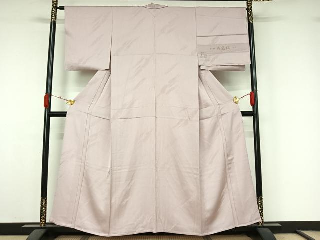 平和屋着物▽上質な色無地　単衣　寿光織　霞地紋　桜色　反端付き　正絹　逸品　AABK7258jh