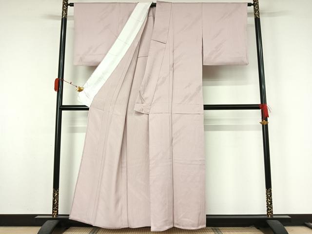 平和屋着物▽上質な色無地　単衣　寿光織　霞地紋　桜色　反端付き　正絹　逸品　AABK7258jh