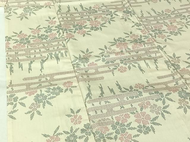 平和屋着物▽小紋　単衣　草花文　AABK7259jh