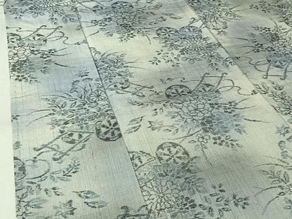 平和屋着物▽小千谷紬　単衣　花車文　正絹　逸品　AABK7260jh