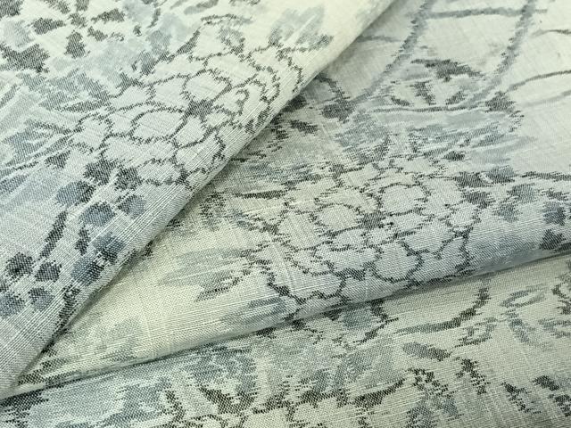 平和屋着物▽小千谷紬　単衣　花車文　正絹　逸品　AABK7260jh
