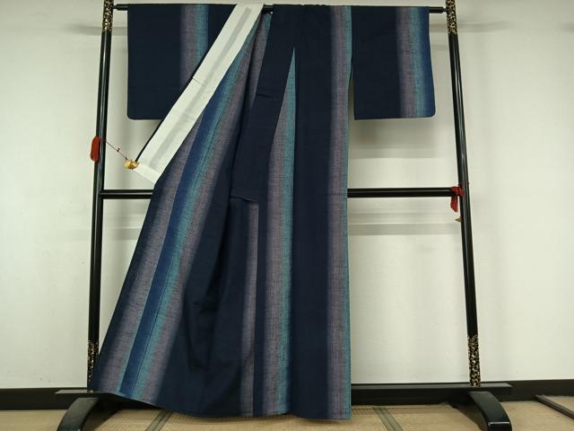平和屋着物▽上質な紬　単衣　間道　正絹　逸品　AABK7261jh