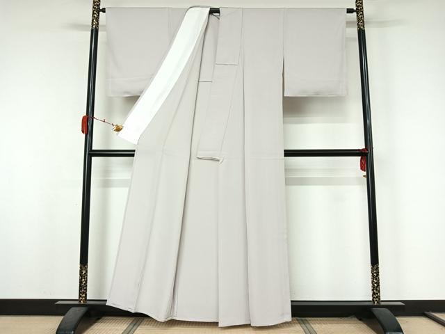 平和屋着物▽上質な色無地　単衣　灰白色　正絹　逸品　未使用　AABK7262jh