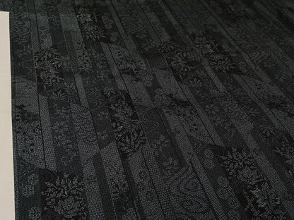 平和屋着物▽本塩沢　単衣　110亀甲　流水花文　正絹　逸品　AABK7263jh