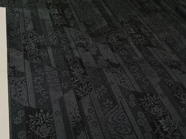 平和屋着物▽本塩沢　単衣　110亀甲　流水花文　正絹　逸品　AABK7263jh