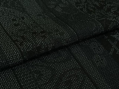平和屋着物▽本塩沢　単衣　110亀甲　流水花文　正絹　逸品　AABK7263jh
