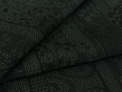 平和屋着物▽本塩沢　単衣　110亀甲　流水花文　正絹　逸品　AABK7263jh