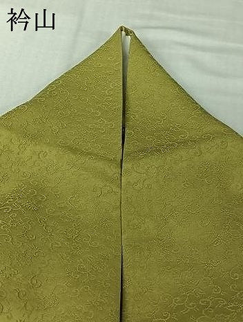 平和屋着物▽上質な色無地　単衣　お召地　花唐草地紋　枯草色　正絹　逸品　AABK7264jh
