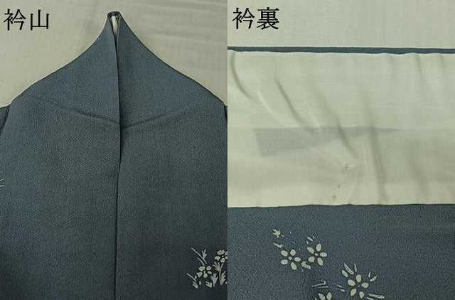 平和屋着物▽上質な小紋　単衣　手描き　草花文　正絹　逸品　AABK7265jh